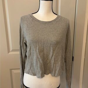 Brandy Melville basic grey cropped long sleeve top OS
